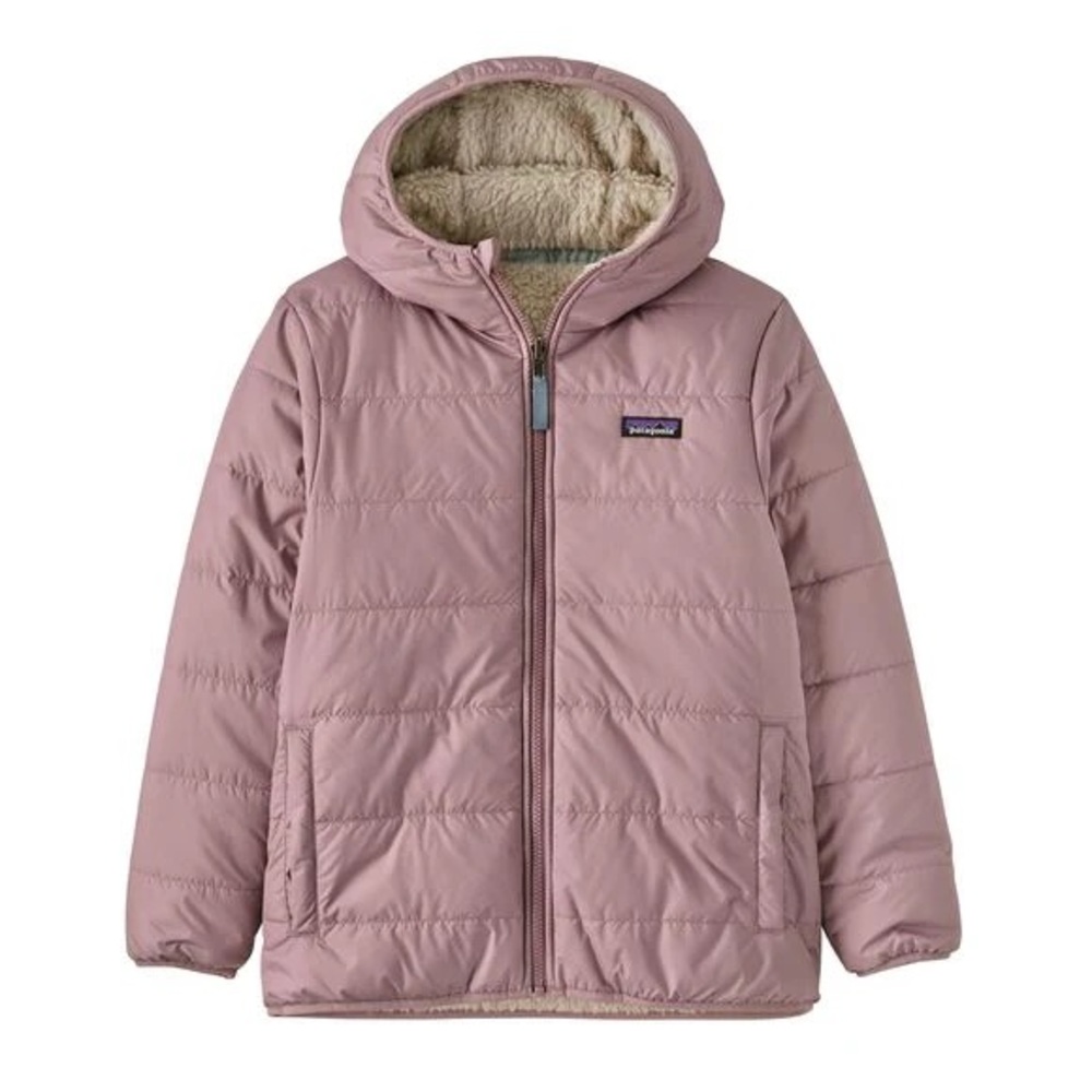 Patagonia Reversible Kids Ready Freddy Fleece-Lined Jacket EUC 7/8 in Mauve